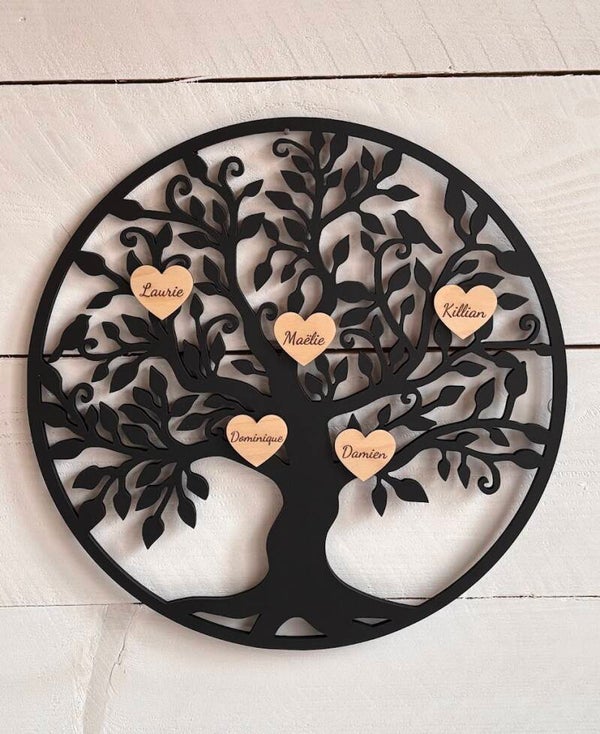 Arbre de vie à personnaliser 50 cm, prénoms coeur