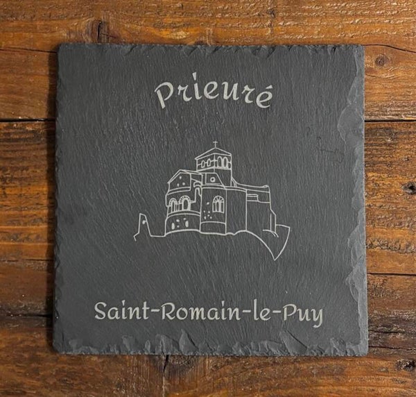 Ardoise "Prieuré Saint Romain le Puy" 20cm x 20cm