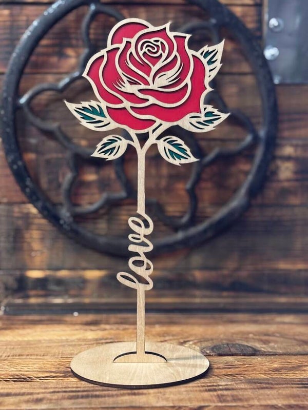 Rose sur socle "Love"