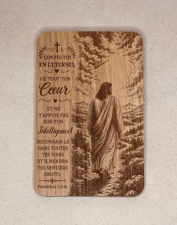 Mini Planche à découper en Bois de hêtre « Proverbes 3.5-6 »