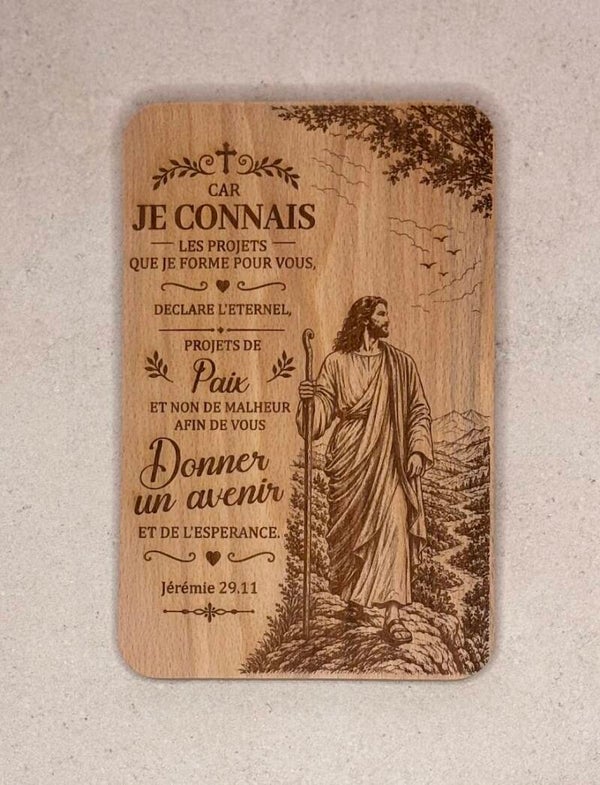 Mini Planche à découper en Bois de hêtre « Jérémie 29.11 »