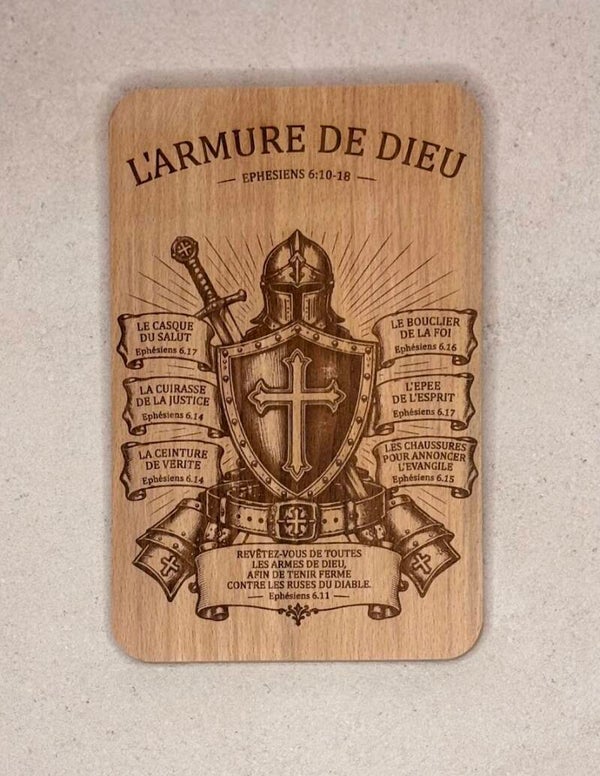 Mini Planche à découper en Bois de hêtre « Ephésiens 6.10-18 »