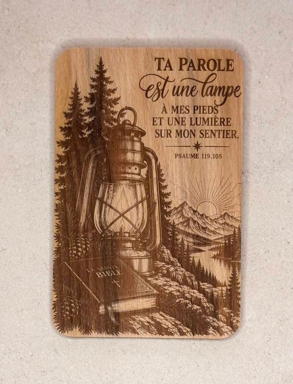Mini Planche à découper en Bois de hêtre « Psaume 119.105 »