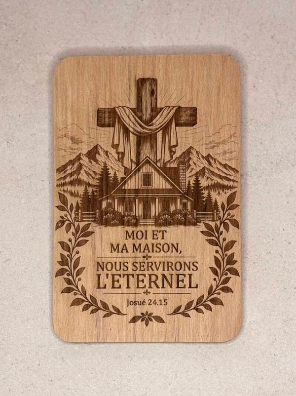 Mini Planche à découper en Bois de hêtre « Josué 24.15 »