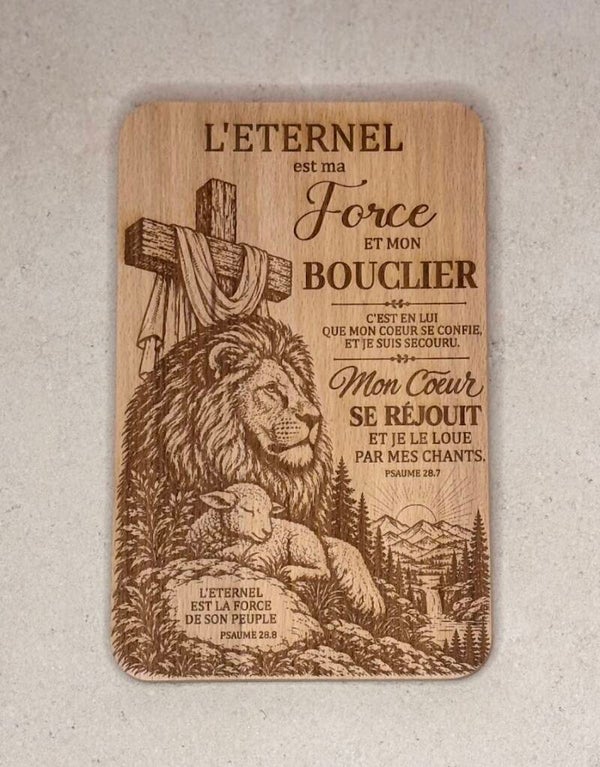 Mini Planche à découper en Bois de hêtre « Psaume 28.8 »