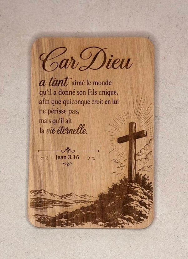 Mini Planche à découper en Bois de hêtre « Jean 3.16 »