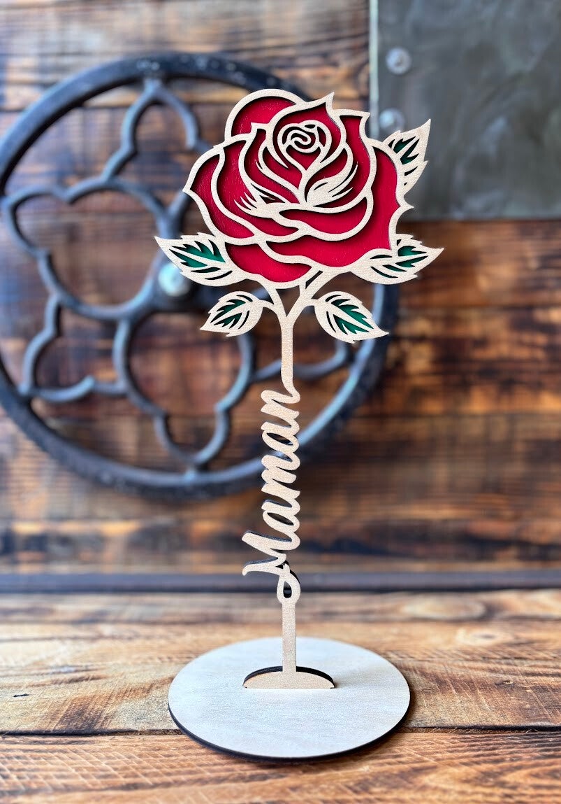 Rose sur socle "Maman"