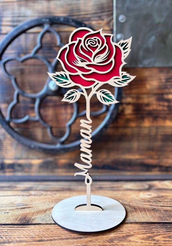 Rose sur socle "Maman"