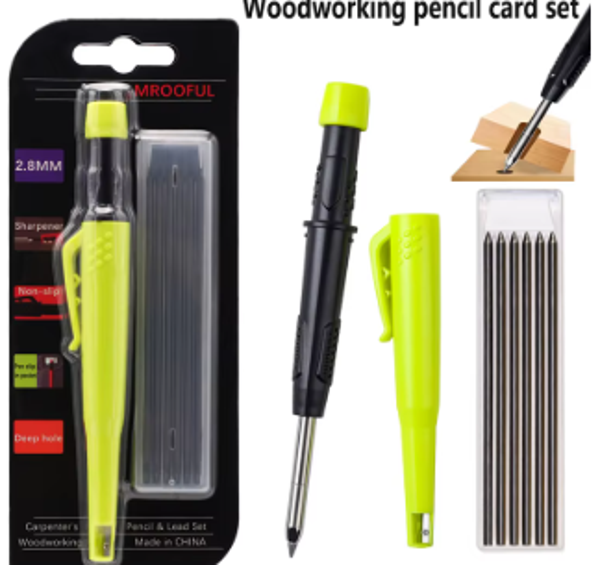 Ensemble de cartes à crayons pour le travail du bois, marquage et dessin de trous profonds, avec plomb fiable et durable de 2,8 mm, pour l'ingénierie des charpentiers