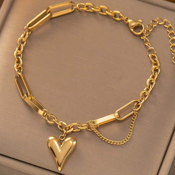 Goud kleurig armband met hart