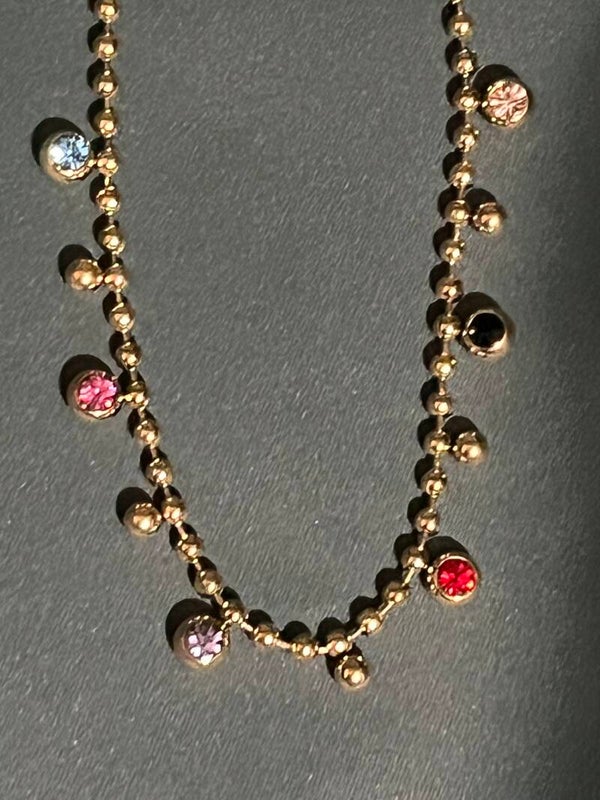 stainless steel ketting met kleurig steentjes