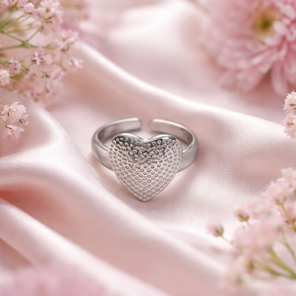 Stainless Steel ring met hart