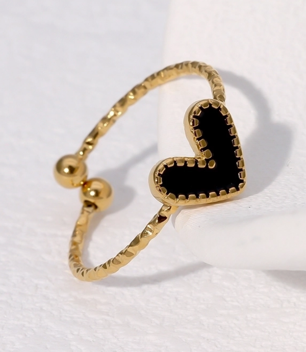 Verstelbaar ring met zwart hart