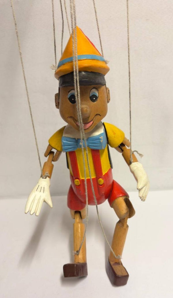 Kleurrijke Houten Pinocchio Marionet – Midden 20e Eeuw