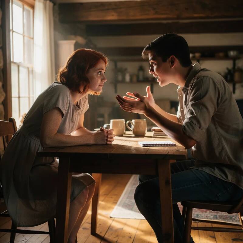 Frau und Mann bei Tisch