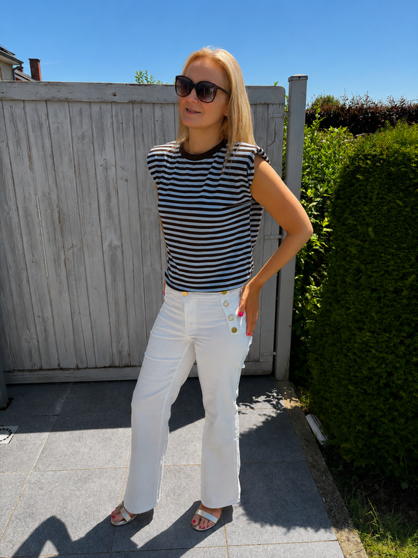Gestreepte top (bruin/blauw)