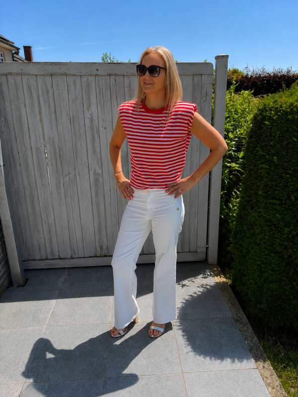 Gestreepte top (rood/roos)