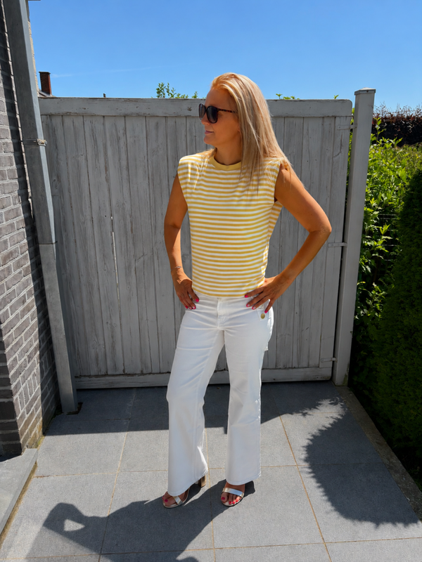 Gestreepte top (geel/wit)
