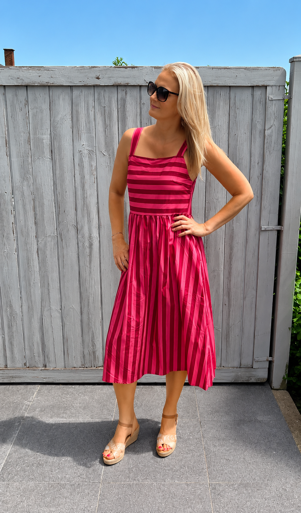Midi jurk met strepen