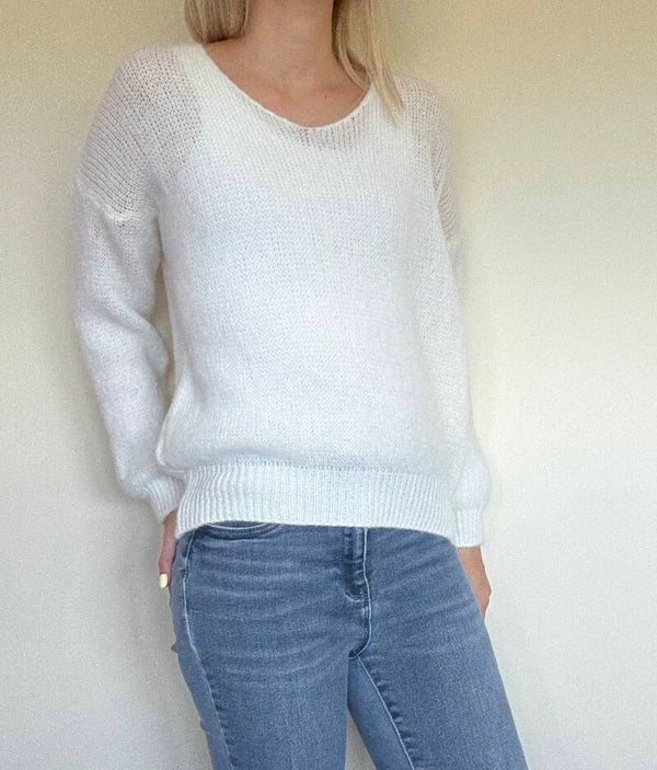 Witte gebreide pull