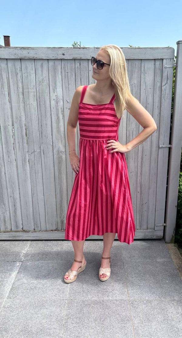 Midi jurk met strepen