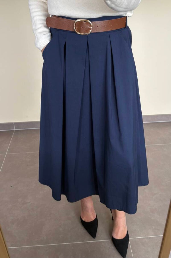 Lange donkerblauwe rok