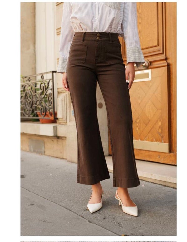 Donkerbruine flared jeans