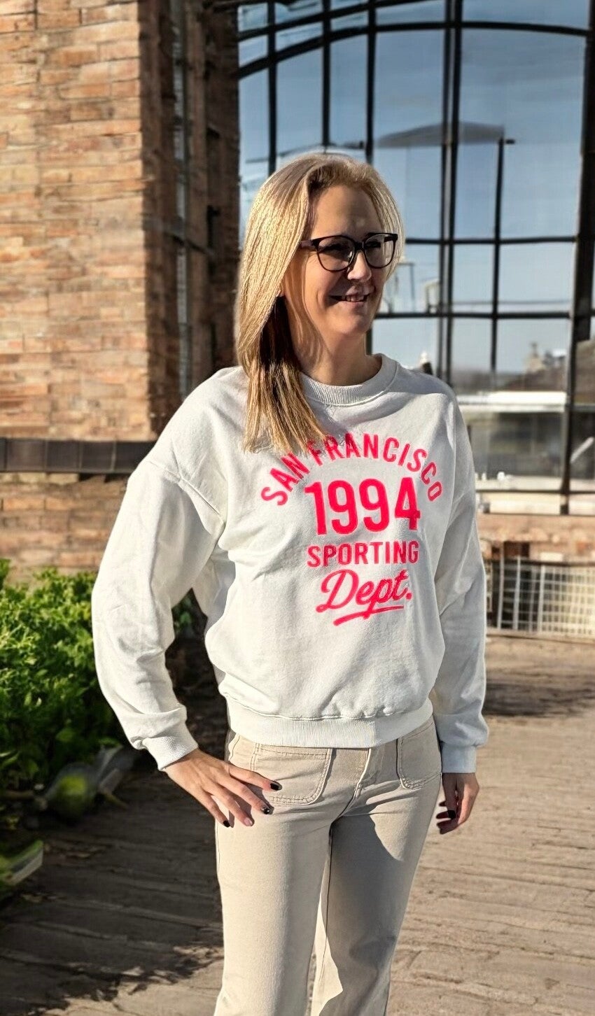 Sweater met opschrift - Terra di Siena