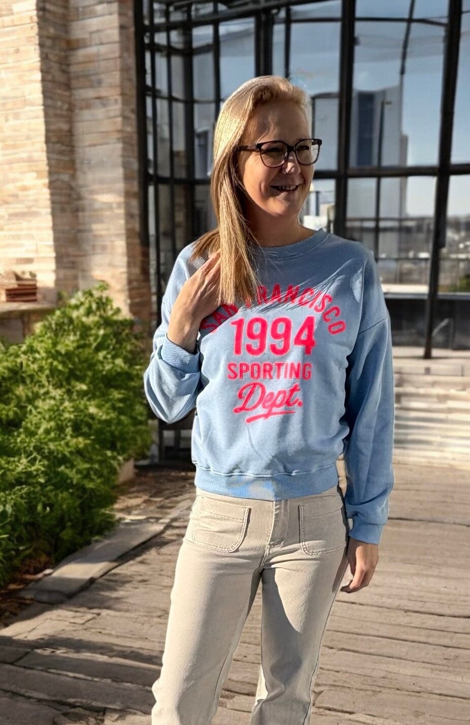 Sweater met opschrift - Terra di Siena