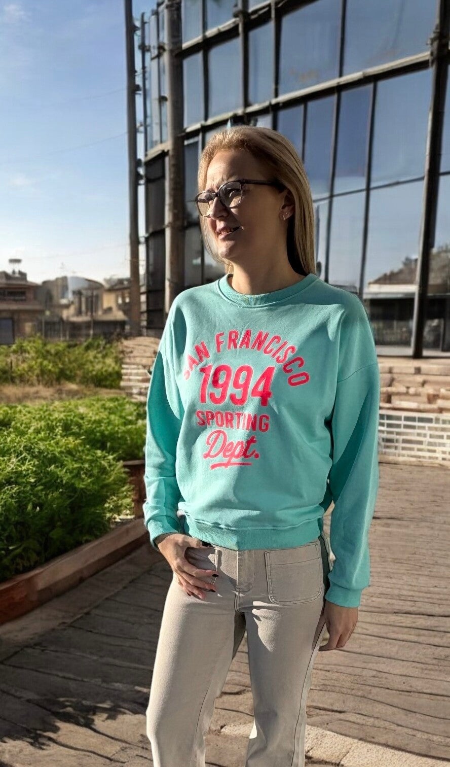 Sweater met opschrift - Terra di Siena