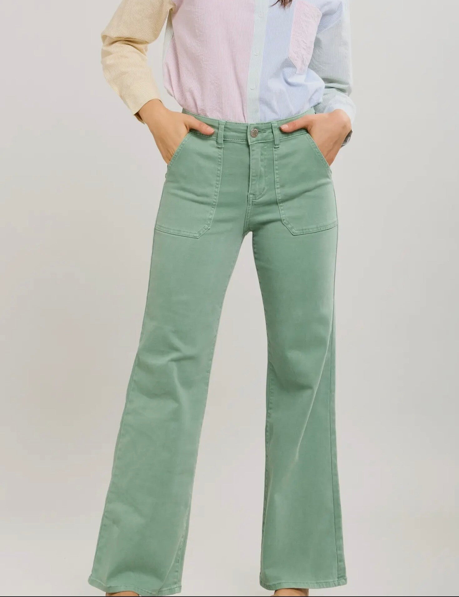 Groene stretch flared jeans