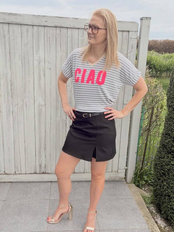 Gestreepte Tshirt met opschrift