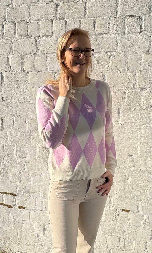 Pull met ruitmotief - Terra di Siena