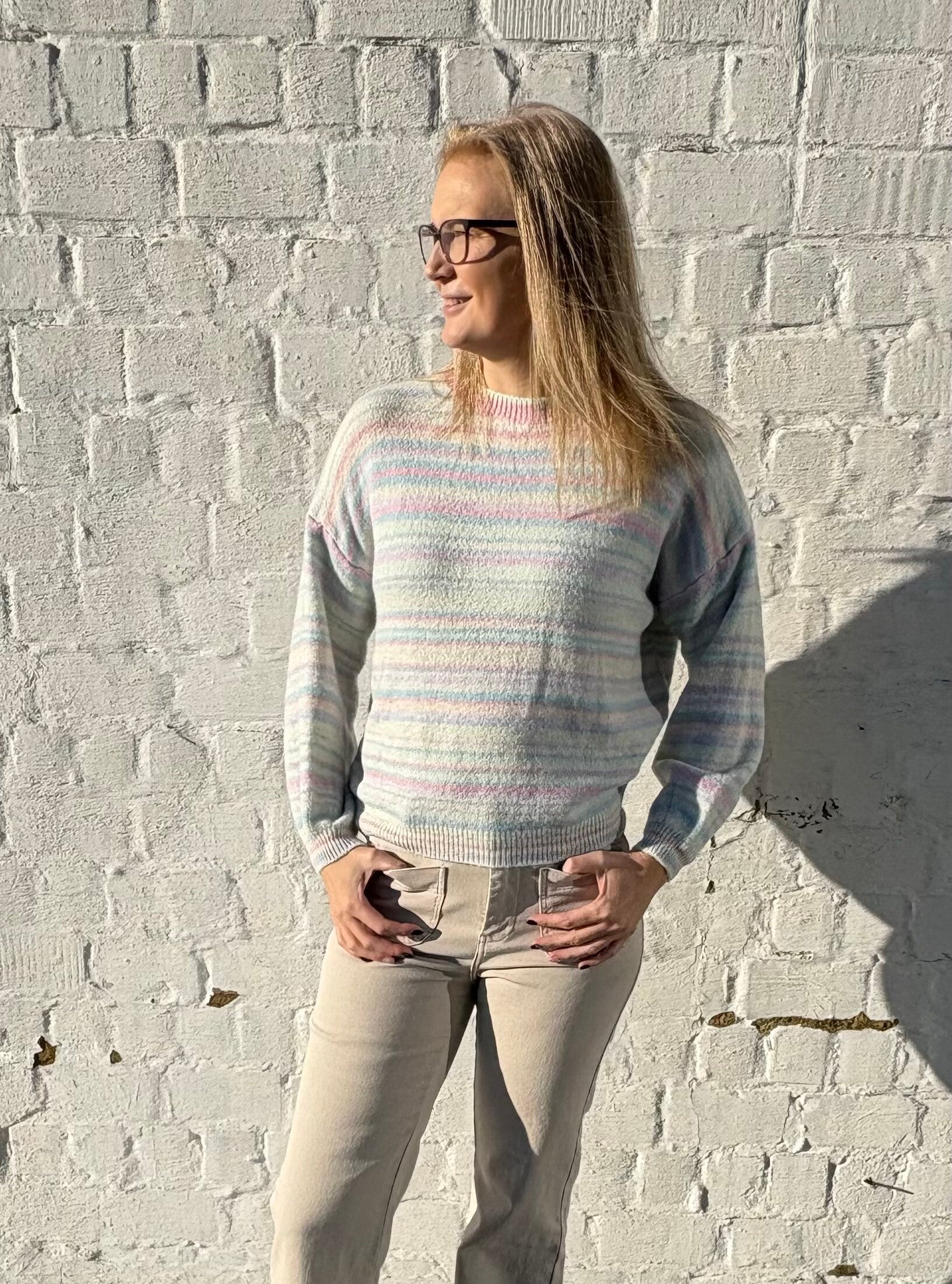 Gestreepte pull (fijne streep) - Terra di Siena