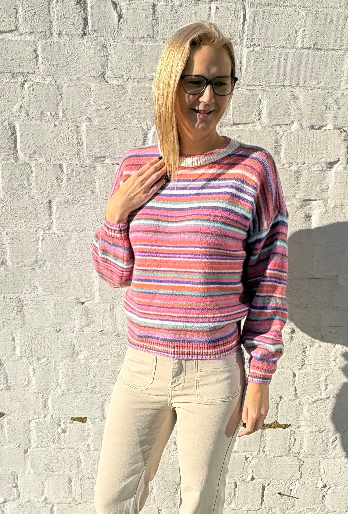 Gestreepte pull ( fijne streep) - Terra di Siena