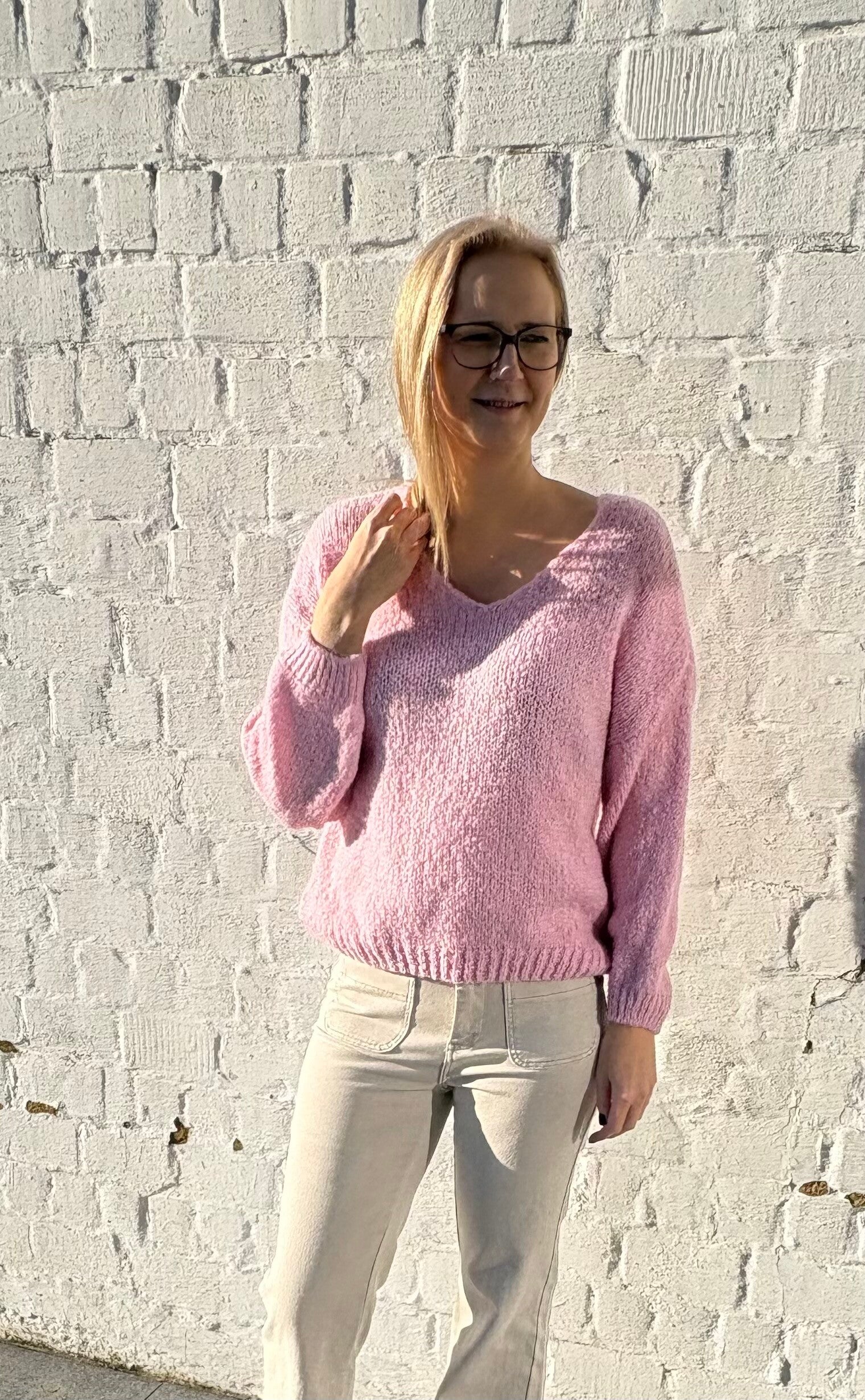 Pull met opschrift rug - Terra di Siena