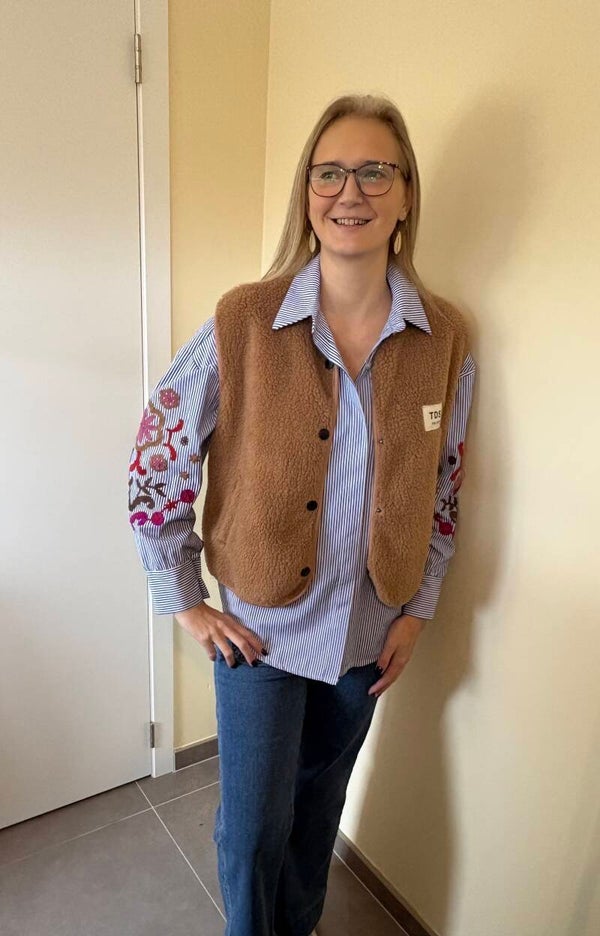 Mouwloos jasje lichtbruin