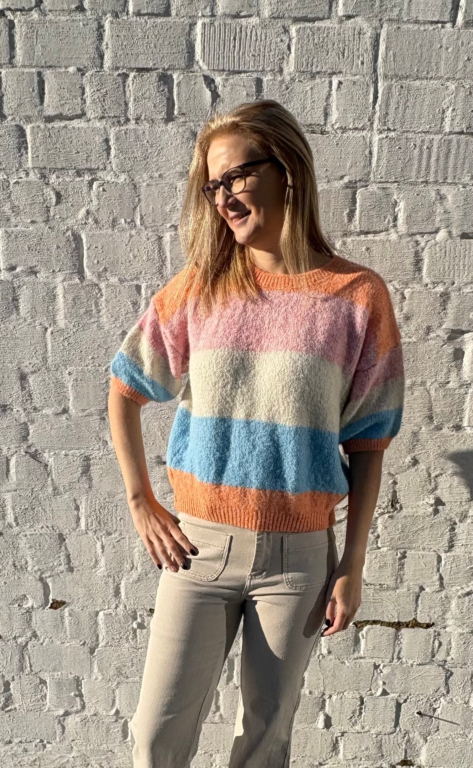 Gebreide shirt korte mouwen