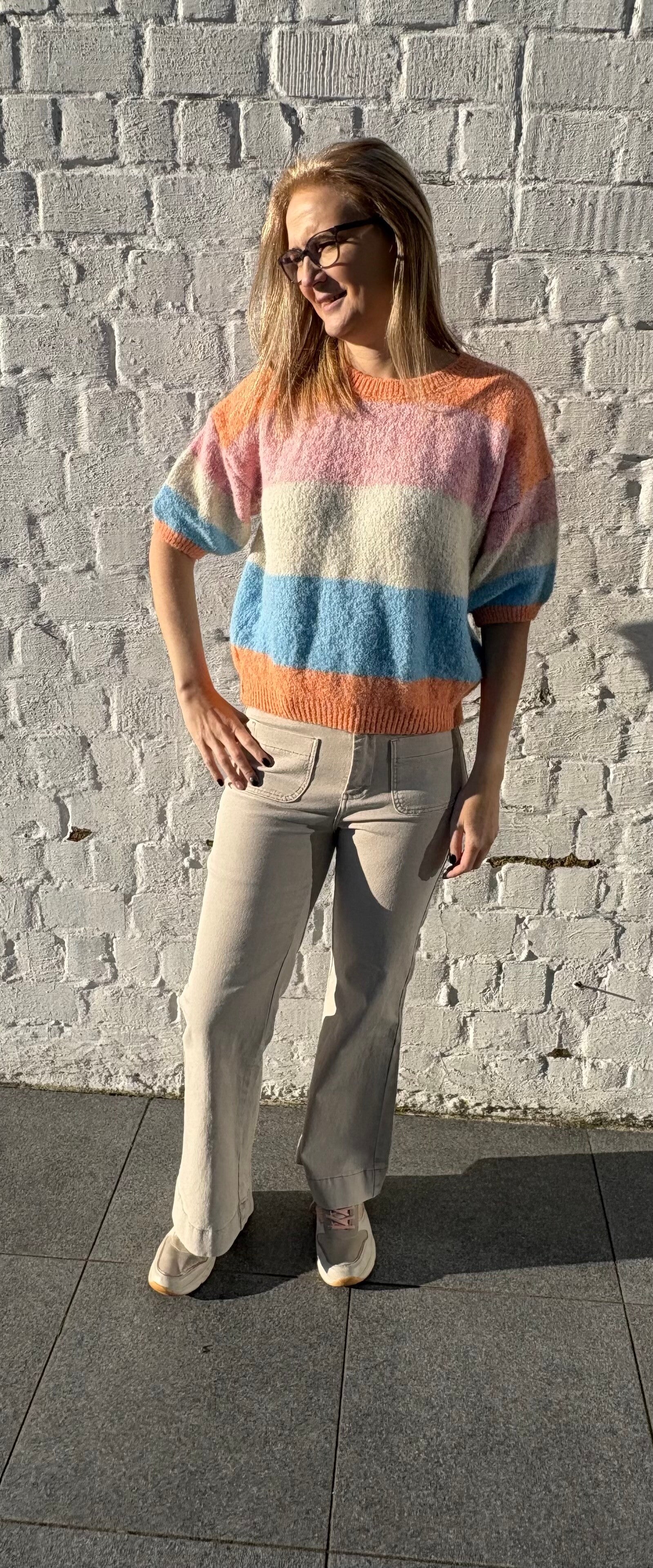 Gebreide shirt met korte mouw