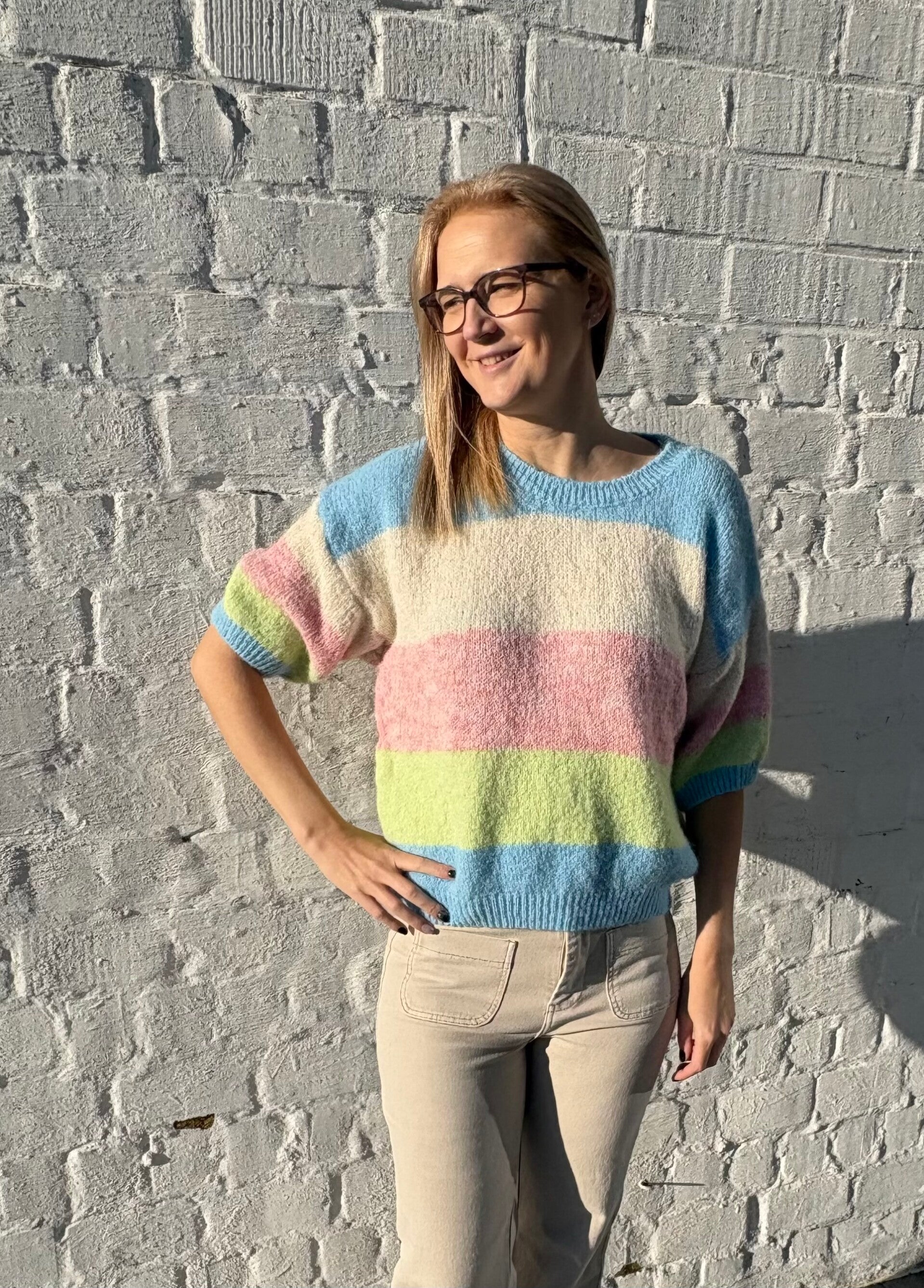 Gebreide shirt korte mouwen