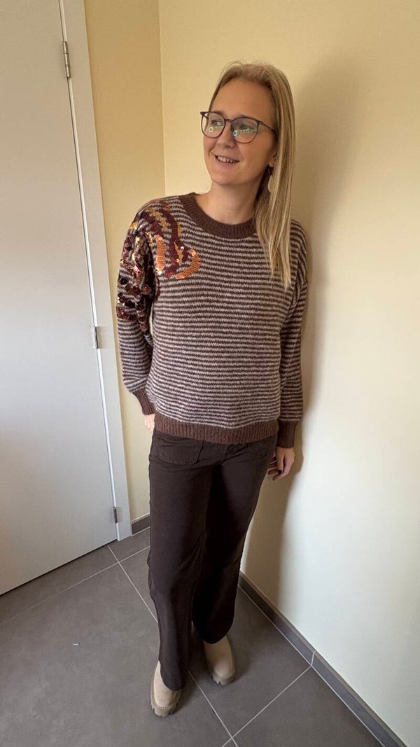 Bruine gestreepte pull js millenium