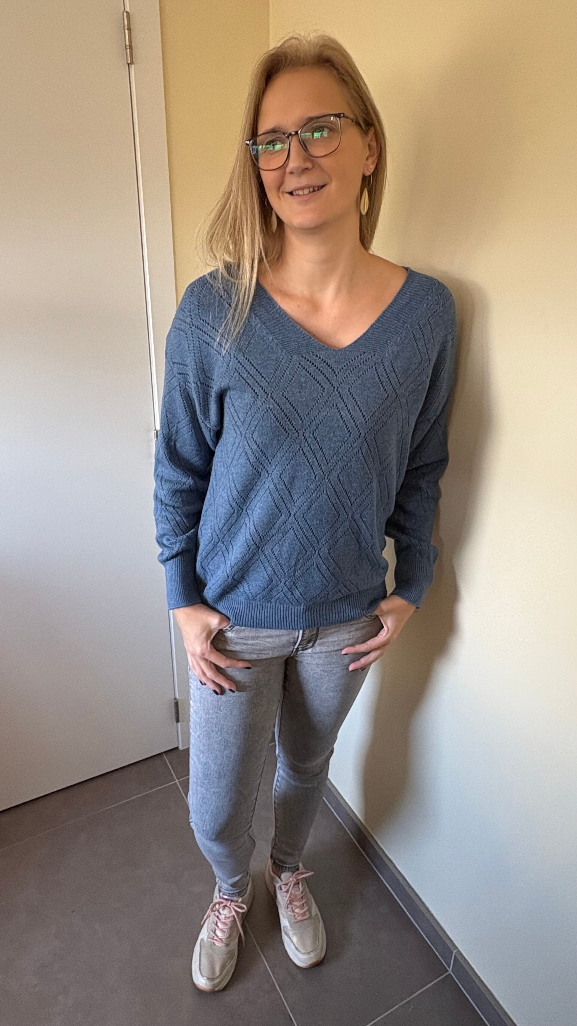 Blauw/grijze pull