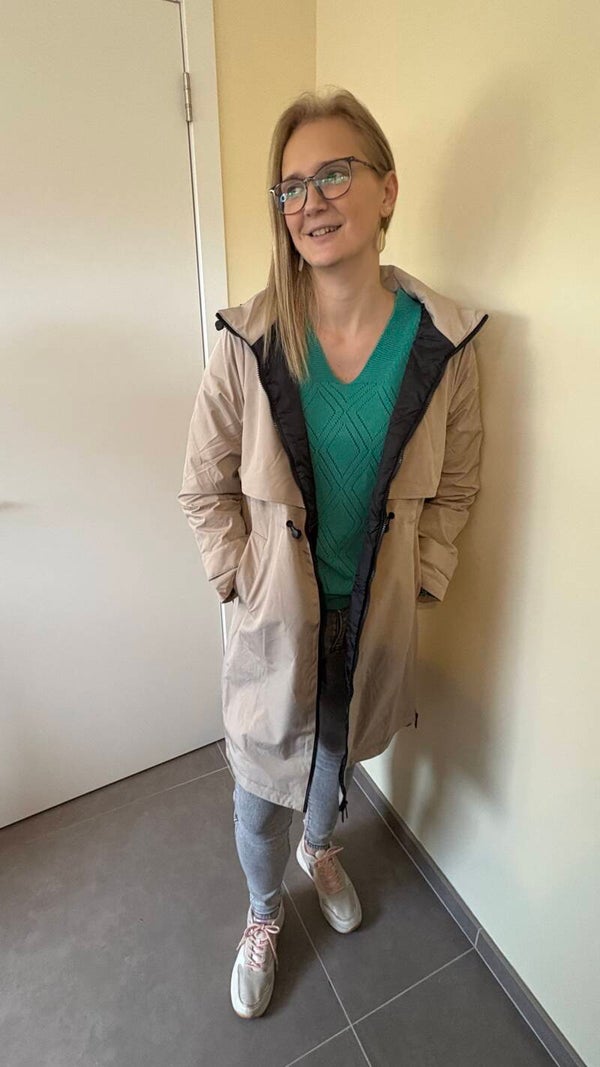 Beige regenjas