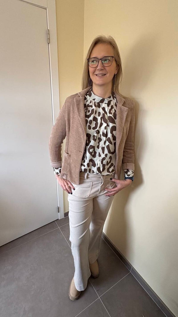 Fluwelen beige blazer