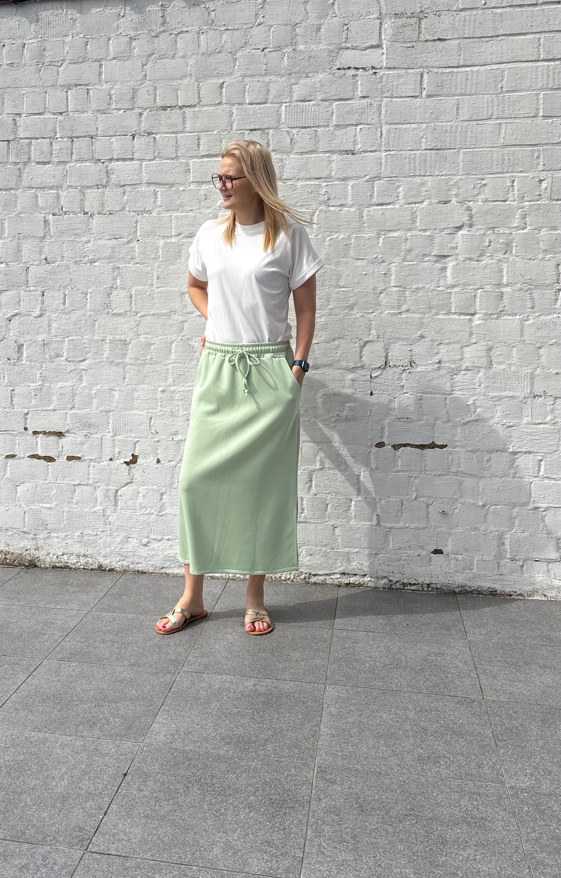 Lange mintgroene rok