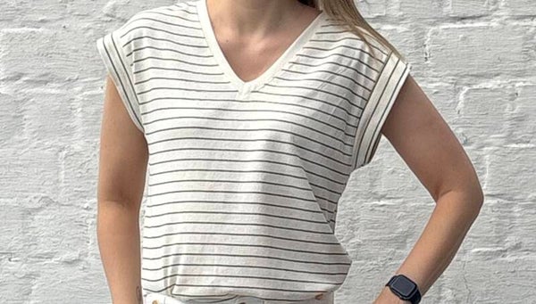 Tshirt met kaki streep