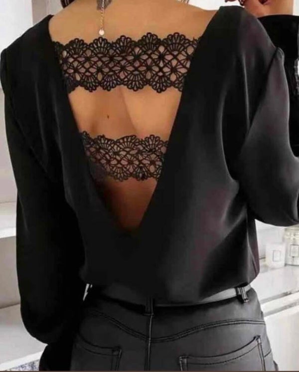 Blousetop met open achterkant