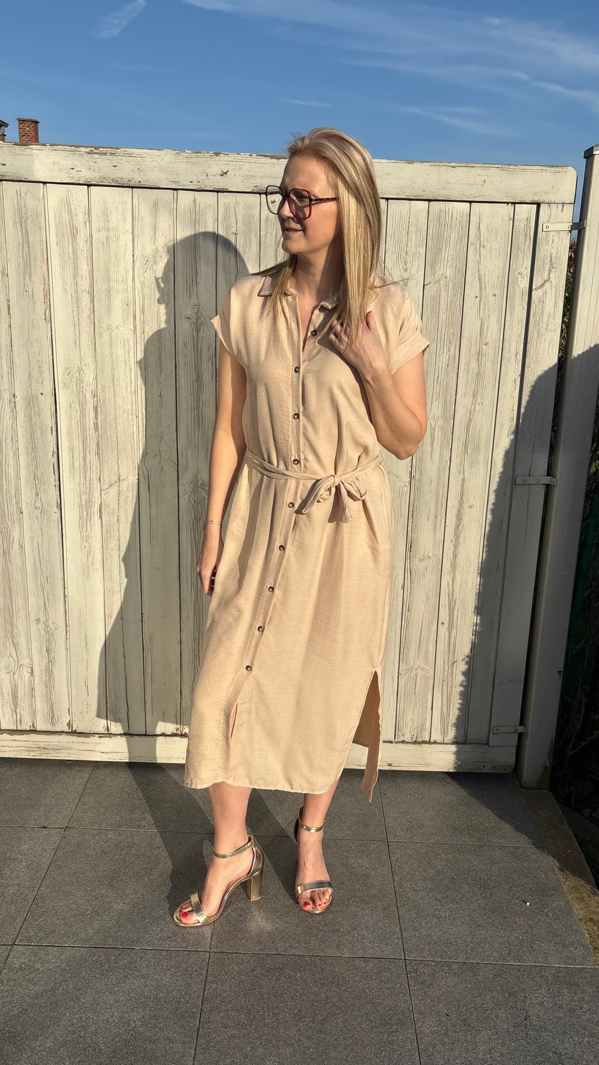 Lange beige jurk