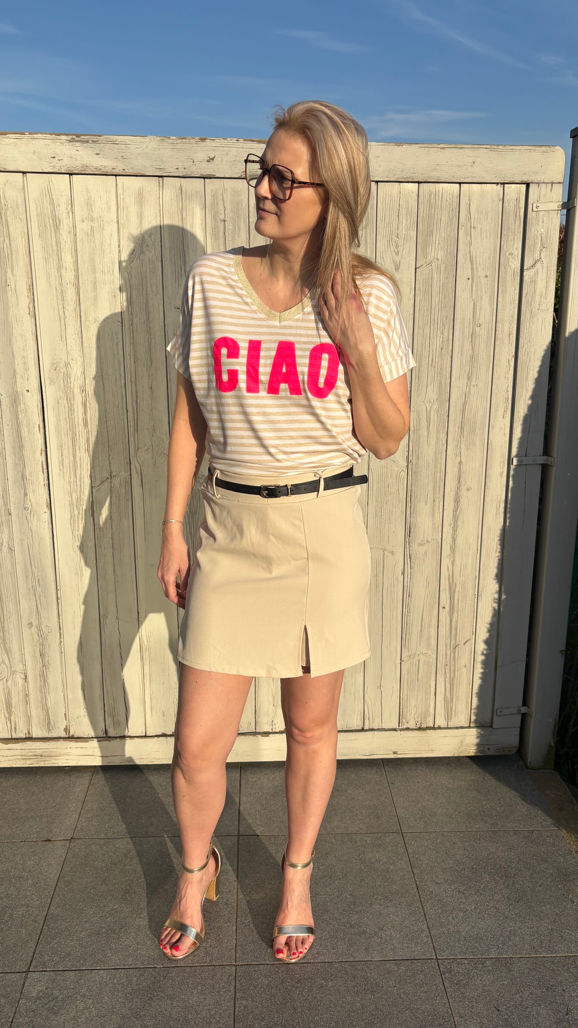 Beige shortrok