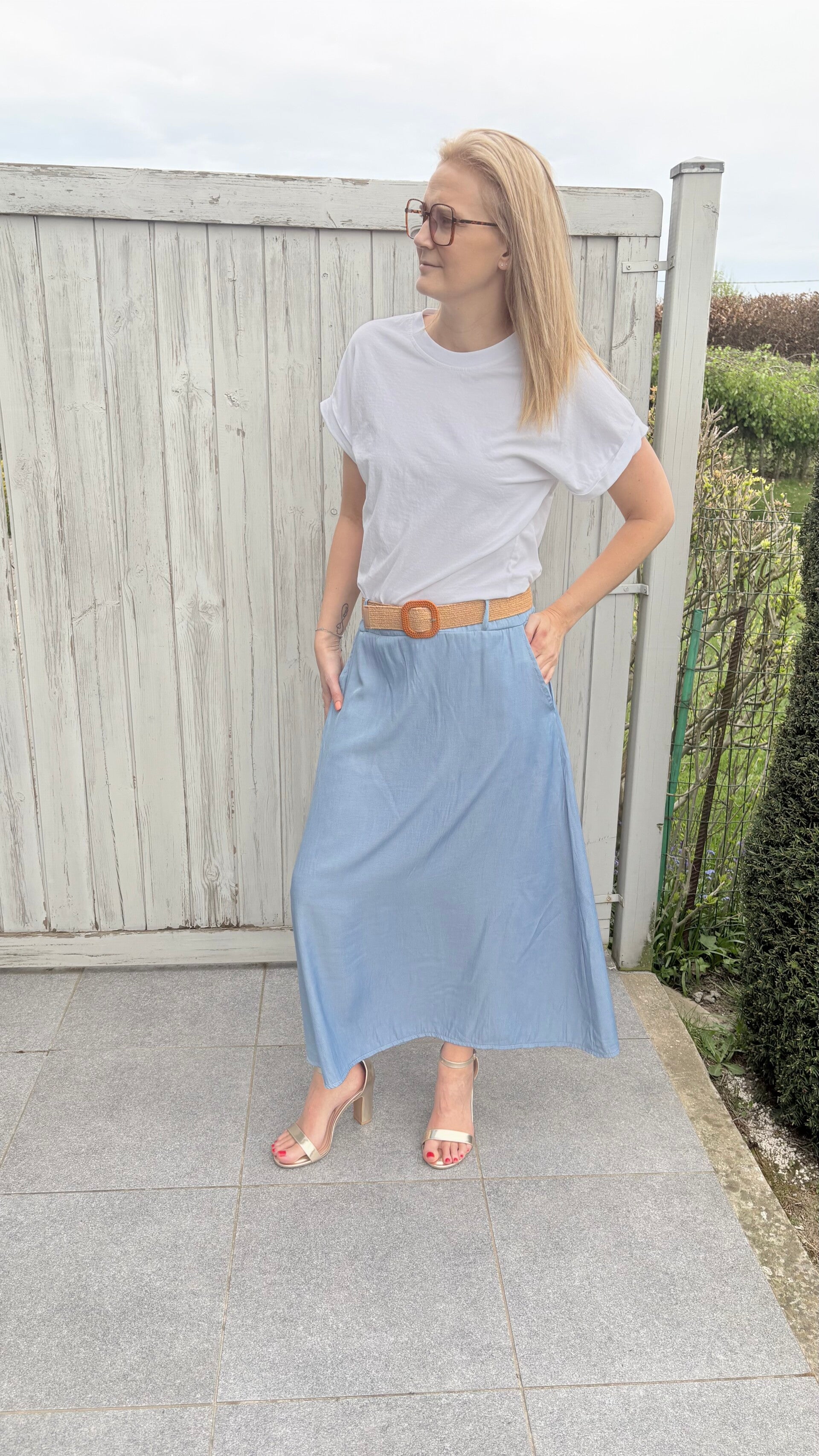 Lange jeanslook rok